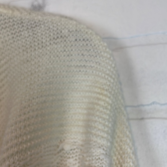 GAP Boho Ivory Longline Swiss Dot Cotton Open Front Fringe Hem Cardigan Sweater - Picture 9 of 13